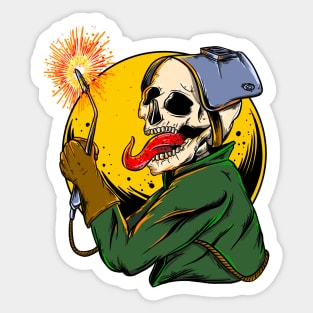 Welder Skull Fire Sticker